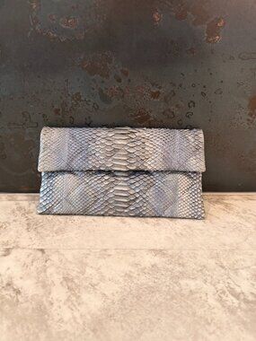 Faux Snake Skin Gray Clutch